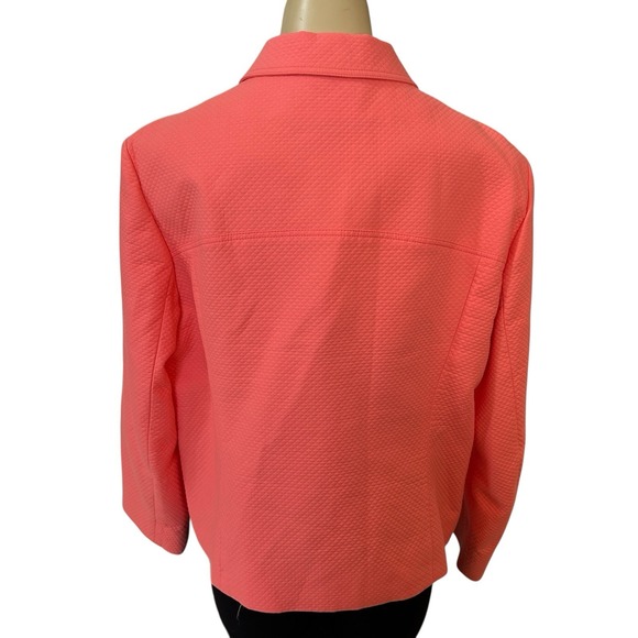 VTG Bernard Zins France Blazer Womens Sz 16 Cotton Lined Jacket Orange Coral EUC - Picture 5 of 12